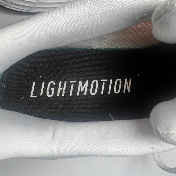 Adidas Sneaker Women 8.5 White Orange Light Motion Mesh Lace Up Athletic Running - Picture 8 of 9